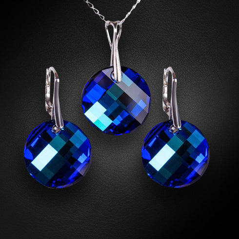 Серебряный комплект "Луна (Bermuda Blue)" с кристаллами Swarovski™